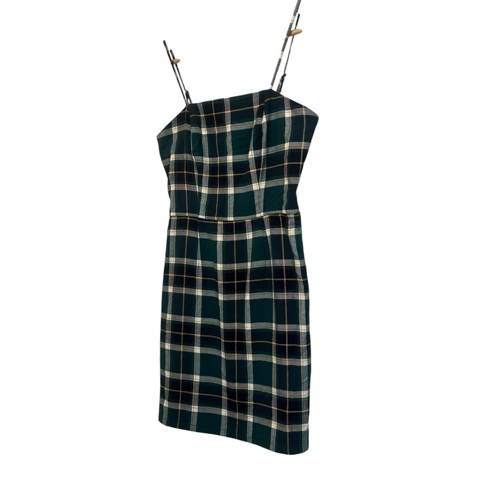 Aeropostale Womens Small Spaghetti Strap Teal Green Navy Plaid Mini Preppy Dress - Picture 3 of 5